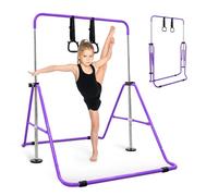 KAYMAN Foldable Gymnastics Horizontal Bar with Hand Protection Wrap, Adjustable Height & Feet - Durable Iron Equipment for Flexibility Training, Compact & Stylish (Purple, Small (90-130cm))