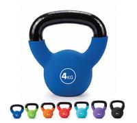 Kayman Kettlebell, Cast-Iron Core, Neoprene Coated, Flat Base, Colour-Coded For Beginners & Cardio. 4Kg