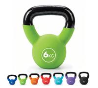 Kayman Cast Iron Kettlebell with Neoprene Coating - Strength Training & Cardio Home Gym Weight, Flat Base, Colour-Coded - Sold Individually (4kg-20kg Range)