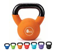 Kayman Cast Iron Kettlebell with Neoprene Coating - Strength Training & Cardio Home Gym Weight, Flat Base, Colour-Coded - Sold Individually (4kg-20kg Range)