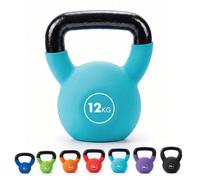 Kayman Kettlebell, Cast-Iron Core, Neoprene Coated, Flat Base, Colour-Coded For Strength Training,12Kg