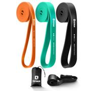 Kayman Long Resistance Bands Set - 3 Pack (5-60lbs) with Door Anchor & Carry Bag - Ideal for Pull-Ups, Yoga, Calisthenics, Strength Training, Stretching, Home Workouts, and Full-Body Fitness Exercises