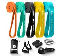 Kayman Long Resistance Bands Set - 5 Pack (5-125lbs) with Door Anchor & Carry Bag - Ideal for Pull-Ups, Yoga, Calisthenics, Strength Training, Stretching,Home Workouts, and Full-Body Fitness Exercises