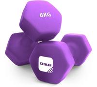 KAYMAN Neoprene Dumbbells Pair with Anti-Slip Grip,Hex Edges,Water-Resistant Surface & Workout Poster-Weight Set for Home, Gym & Fitness (1kg 2kg 3kg 4kg 5kg 6kg 8kg 10kg) (2 x 6 Kg)