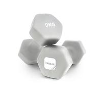 KAYMAN Neoprene Dumbbells Pair with Anti-Slip Grip,Hex Edges,Water-Resistant Surface & Workout Poster-Weight Set for Home, Gym & Fitness (1kg 1.5kg 2kg 3kg 4kg 5kg 6kg 7kg 8kg 9kg 10kg) (2 x 9 Kg)