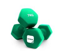 KAYMAN Neoprene Dumbbells Pair with Anti-Slip Grip,Hex Edges,Water-Resistant Surface & Workout Poster-Weight Set for Home, Gym & Fitness (1kg 1.5kg 2kg 3kg 4kg 5kg 6kg 7kg 8kg 9kg 10kg) (2 x 7 Kg)
