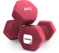 KAYMAN Neoprene 8kg Dumbbells with Anti-Slip Grip,Hex Edges, Maroon