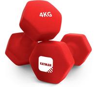 KAYMAN Neoprene Dumbbells Pair with Anti-Slip Grip,Hex Edges,Water-Resistant Surface & Workout Poster-Weight Set for Home, Gym & Fitness (1kg 2kg 3kg 4kg 5kg 6kg 8kg 10kg) (2 x 4 Kg)