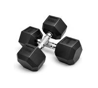 KAYMAN Rubber Hex Dumbbell Weights Pair-Solid Cast Iron Core with Rubber Coating, Non-Slip Knurled Handle, Anti-Roll Hex Design for Strength Training, Home Gym & Fitness Workouts - 15kg