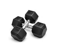 KAYMAN Rubber Hex Dumbbell Weights Pair-Solid Cast Iron Core with Rubber Coating, Non-Slip Knurled Handle, Anti-Roll Hex Design for Strength Training, Home Gym & Fitness Workouts (4/6/8/10/12.5/15kg)
