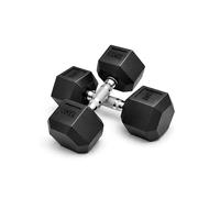 KAYMAN Rubber Hex Dumbbell Weights Pair-Solid Cast Iron Core with Rubber Coating, Non-Slip Knurled Handle, Anti-Roll Hex Design for Strength Training, Home Gym & Fitness Workouts - 8kg