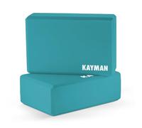 Kayman Yoga Block 2-Pack - Durable EVA Foam Blocks with Non-Slip Surface - Lightweight, Portable, and Ideal for Improving Flexibility, Balance & Alignment (Teal, 23L x 7.5W x 15H)