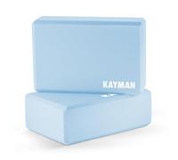 Kayman Yoga Block 2-Pack, High Density Durable EVA Foam Blocks with Non-Slip Surface, Portable Lightweight Yoga Bolster, Ideal for Improving Flexibility, Balance & Alignment (Blue, 23L x 7.5W x 15H)