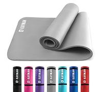 KAYMAN Yoga & Exercise Mat with Carry Strap, Large Non-Slip Comfortable Training & Workout Floor Mat for Home or Outdoor, Gym, Pilates, Gymnastics, HiiT, Stretching & Meditation (Grey)