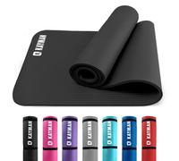 KAYMAN Exercise Yoga Mat Non Slip - Black, 183 x 60 cm | Best Training & Workout Mat for Yoga, Pilates, Gymnastics, Stretching & Meditation | Eco Friendly Exercise Mat for Home with Carrying Straps