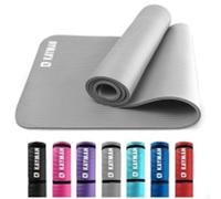 KAYMAN Yoga & Exercise Mat with Carry Strap, Large Non-Slip Comfortable Training & Workout Floor Mats for Home or Outdoor, Gym, Pilates, Gymnastics, HiiT, Stretching & Meditation (Grey)