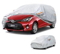 Kayme Hatchback Car Cover Waterproof Breathable, Full Car Cover Sun Dust Protection Outdoor, Fit for Toyota Yaris, Ford Fiesta,VW Polo, Hyundai i10, Peugeot 208 etc. View Vehicle Size Chart A2, Silver