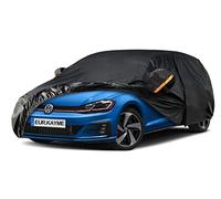 Kayme Hatchback Car Cover Waterproof Breathable, Outdoor Full Cover Rain Sun Dust All Weather Protection with Zip and Cotton Lined, (415 To 450cm) 2L Black