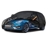 Kayme Hatchback Car Cover Waterproof Breathable, Outdoor Full Cover Rain Sun Dust All Weather Protection with Zip and Cotton Lined, Fit Ford Fiesta, VW Polo, 208, Corsa, Yaris.(Up To 415cm) Black