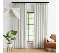 Kayne Studio Back Tab Velvet Pinch Pleated Curtains 84 Inch Long,Room Darkening Thermal Insulated Noise Reducing Window Treatments Drapes for Living Room, Grayish White,22 Hooks,2 Panels,38" x 84