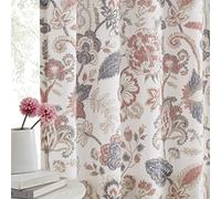 Kayne Studio Backtab Rod Pocket Jacobean Floral Semi Sheer Curtains Botanical Leaf Printed Vintage Farmhouse Navy Red Light Filtering Window Treatment Sets Living Room Bedroom,52"x84",2 Panels