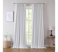 Kayne Studio Textured Linen Full Blackout Pleated Curtain for Thermal Insulation, Noise Reduction, 9 Hooks, for Children's Room, 40 x 108 inches, White
