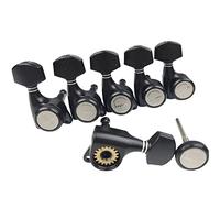 Kaynes Guitar Locking Tuners - 18:1 Black Lock String Tuning Keys Pegs Machine Heads Tuners for Strat Tele ST TL LP SG most Electric or Acoustic Guitars (6 Inline for Right, Black)
