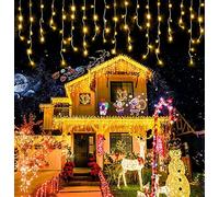 KAYNUR 200 Icicle Light Battery Operated Cool White Led with Timer Multi Function Controller, Indoor & Outdoor, 8-Function, Lit 3.9 M (Warm White)