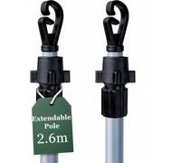 KAYNUR 2X Telescopic Washing Line Support Pole 2.6 m - Heavy Duty Extendable Clothesline Prop, Adjustable Outdoor Laundry Support, Weather-Resistant Metal for Garden, Patio & Balcony