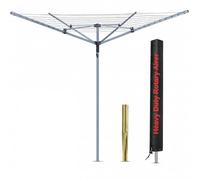 KAYNUR 4 Arm Rotary Washing Line 40M Outdoor Clothes Line for Garden, Foldable Rotary Airer with Metal Ground Spike & Protective Cover, Heavy Duty Clothes Dryer for Outside Use