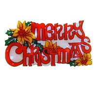 KAYNUR Christmas 20 LED Metallic Silhouette Double-Sided Window Sucker Hanging Ornament Stickers Xmas Home Window Decoration Sparkling Glitter Silhouette Lights Mains Operated (Merry Christmas)