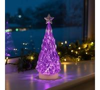 KAYNUR Christmas Colour Changing Tree Glitter Water Spinner with LED Lights Battery Operated Table Decoration 28 cm Indoor Holiday Festive Novelty Ornament
