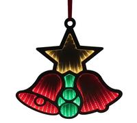 KAYNUR Generic Santa Waving Hand LED Infinity Mirror Christmas Decoration Indoor Festive Light Christmas Home Decor 40 x 27cm with 5m Lead (Christmas Bell Light with Star)