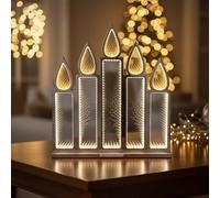 KAYNUR Infinity Mirror Candle Light Silver 30cm Double Sided Warm LED Glow Christmas Decoration for Home - Festive Infinity Effect Table Ornament - Indoor Low Voltage Décor