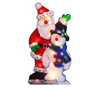 KAYNUR Snowman Christmas Window Light - 20 Bulb Glitter Silhouette Festive Decoration with Suction Hook & Spare Bulb - Warm White - Main Operated (Santa & Snowman)