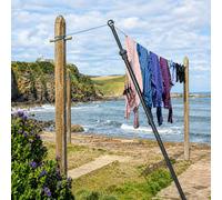 KAYNUR Washing Line Support Pole 2.4m Telescopic Heavy Duty Adjustable Clothes Line Prop Extendable Outdoor Laundry Pole for Garden Drying Support and Everyday Home Use