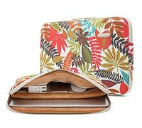 KAYOND Forest Series Pattern Water-resistant 14 inch Canvas laptop sleeve with pocket for 14 inch 14.1 inch laptop case Macbook Pro 15.4 A1707 A1990 (14-14.1 inch, white)