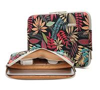 KAYOND Forest Series Pattern Water-resistant 14 inch Canvas laptop sleeve with pocket for 14 inch 14.1 inch laptop case Macbook Pro 15.4 A1707 A1990 (14-14.1 inch, Black)
