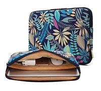 KAYOND Forest Series Pattern Water-resistant 14 inch Canvas laptop sleeve with pocket for 14 inch 14.1 inch laptop case Macbook Pro 15.4 A1707 A1990 (14-14.1 inch, Blue)