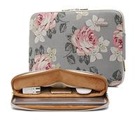 KAYOND Gray Rose Pattern Water-resistant 15 inch Canvas laptop sleeve for 15.6 inch laptop, macbook air/pro 15.4, MacBook pro 16 (15-15.6 Inch, Gray Rose)