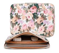 KAYOND White Camellia Water-resistant 14 inch Canvas laptop sleeve with pocket for 14 inch 14.1 inch laptop case Macbook Pro 15.4 A1707 A1990 (14-14.1 White Camellia)