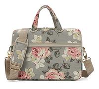 Kayond White Rose Patten Water Resistant Laptop Shoulder Messenger Bag Case Sleeve for 15-15.6 Inch Laptops