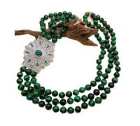 KAYOUDE 3 Strands Natural Green Chunky Big Pendant Necklace 21'' | Rich green tone creates a bold vintage look to upgrade your outfit instantly.