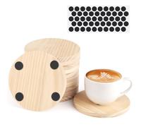 Kayqbonke Pack of 12 Wooden Coasters, 100 mm Blank Natural Wood Coasters, Round Coasters for DIY Architecture Models Drawing, Wood Engraving, Wood Burning, Coasters Glasses