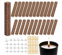 Kayqbonke Pack of 24 Permanent Wicks for Wax Eaters, Candle Eater with 24 Nails and 1 Sheet of Dosing Adhesive, Candle Wicks for Candles for Barbecue Charcoal Fire Starter, Wilderness Survival Fire