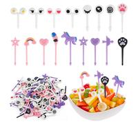 Kayqbonke Pack of 72 Cartoon Fruit Forks Children Made of Plastic, 15 Typology Mini Fruit Skewers Children, Bento Box Accessories Picks Fruit Forks Reusable for Lunch Box Party Afternoon Tea