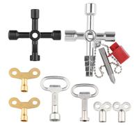 kayqbonke Set of 8 Heater Bleed Keys with Control Cabinet Key, Versatile Triangle Key, Metal Universal Key, Tap Key for Radiators, Valves, Elevators