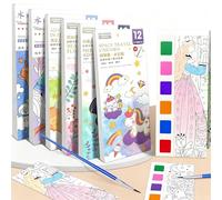 KAYSENSUK 6 Pack Pocket Magic Water Coloring Book,Magic Painting Book with Paints&6 Pieces Water Pen,Water Colouring Books for Children Stocking Fillers for 5 6 7 8 Year Old Boys Girls Gifts