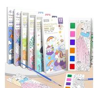 KAYSENSUK 6 Pack Pocket Magic Water Coloring Book,Magic Painting Book with Paints&6 Pieces Water Pen,Water Colouring Books for Children Stocking Fillers for 5 6 7 8 Year Old Boys Girls Gifts