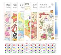 KAYSENSUK 6 Pcs Pocket Magic Water Coloring Book,Magic Painting Book with Paints&6 Pieces Water Pen,Water Colouring Books for Children Stocking Fillers for 5 6 7 8 Year Old Boys Girls Gifts